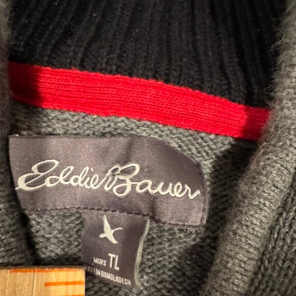 Eddie Bauer Gray Quarter-Zip Sweater – Men’s Large Tall (LT) – 100% Cotton - Picture 4 of 6